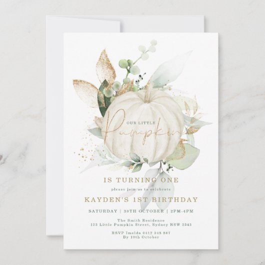 ボタニッエレガントク緑化金ゴールドカボチャ誕生日 招待状 (正面)