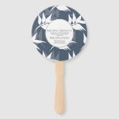 ボタニッエレガントク葉海軍ホワイトパタ結婚ーン ハンドファン (裏面)