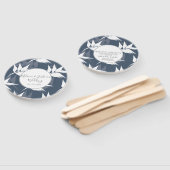 ボタニッエレガントク葉海軍ホワイトパタ結婚ーン ハンドファン (組立なし)