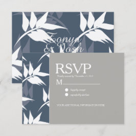 ボタニッエレガントク葉海軍ホワイトパタ結婚ーン 招待状