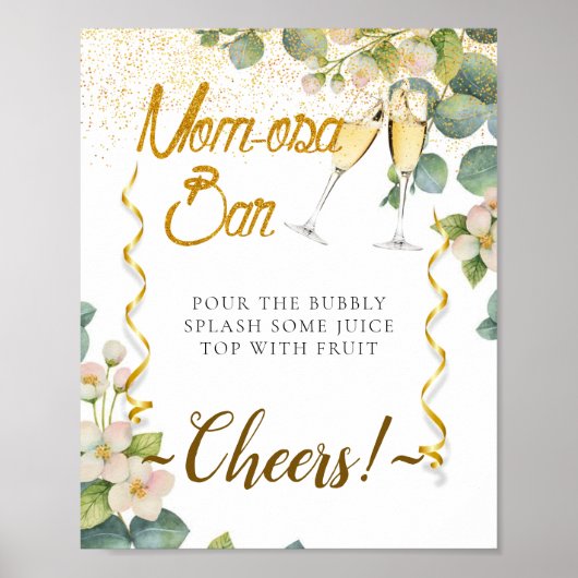 ボタニッエレガントク赤ちゃんシャワーミモサバー標識 ポスター (正面)