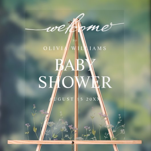 ボタニッエレガントク野草の赤ちゃんシャワー アクリルサイン (ニュートラル)