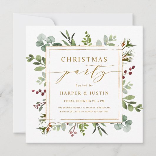 ボタニッエレガントク金ゴールドクリスマスパーティー広場 招待状 (正面)