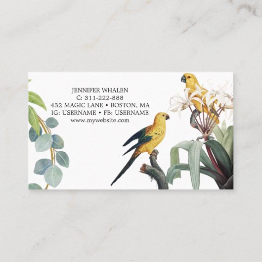 ボタニッエレガントク鳥カスタムビジネスカード 名刺 (裏面)