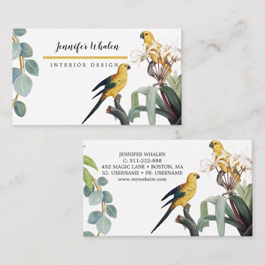 ボタニッエレガントク鳥カスタムビジネスカード 名刺 (正面/裏面)