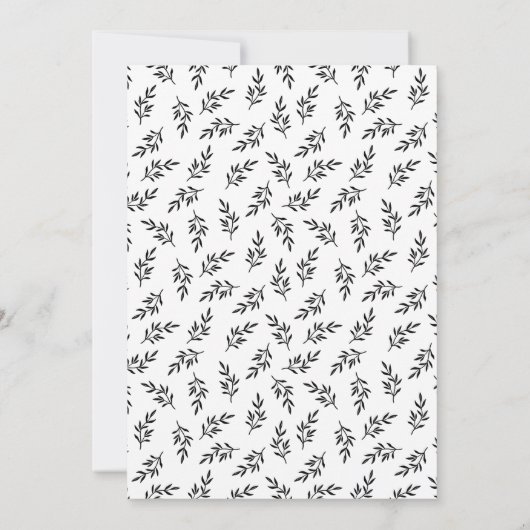 ボタニッエレガントク・ブラック・ホワイト・モノグラム結婚ズ 招待状 (裏面)