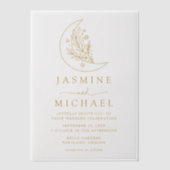 ボタニッエレガントク・ムーン・アンド・スターズ・金ゴールド結婚ズ ベラム紙招待状 (正面)