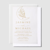 ボタニッエレガントク・ムーン・アンド・スターズ・金ゴールド結婚ズ ベラム紙招待状 (オフセット)