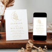 ボタニッエレガントク・ムーン・アンド・スターズ・金ゴールド結婚ズ 招待状