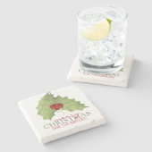 ボタニッエレガントク・メリー・クリスマ素朴ス名 ストーンコースター (横)