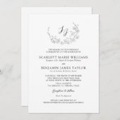 ボタニッエレガントク・モノグラム・オールインワン結婚ズ 招待状 (正面/裏面)