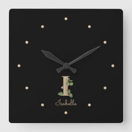 ボタニッエレガントク・モノグラム・レターI スクエア壁時計