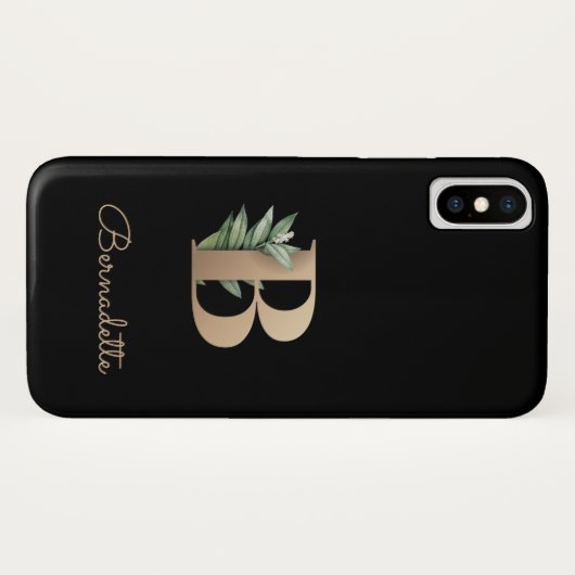 ボタニッエレガントク・モノグラム・金ゴールド・レターB Case-Mate iPhoneケース (裏面(横))