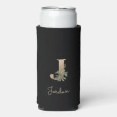 ボタニッエレガントク・モノグラム・金ゴールド・レターJ スリム缶クーラー (Seltzer正面)