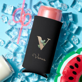 ボタニッエレガントク・モノグラム・金ゴールド・レターV スリム缶クーラー