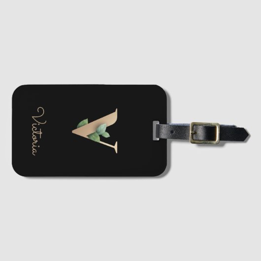 ボタニッエレガントク・モノグラム・金ゴールド・レターV ラゲッジタグ (正面横)