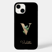 ボタニッエレガントク・モノグラム・金ゴールド・レターV Case-Mate iPhoneケース (裏面)