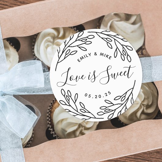 ボタニッエレガントク・ラブ・イズ・スウィート・結婚式の引き出物 ラウンドシール