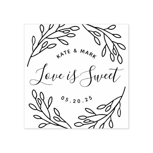 ボタニッエレガントク・ラブ・イズ・スウィート・結婚式の引き出物 ラバースタンプ (インプリント)