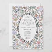 ボタニッカラフルク手描きブライダルシャワー 招待状 (正面)