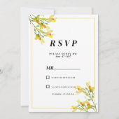 ボタニックイエローオレンジグリーン春フローラRSVP 招待状 (正面)