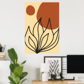 ボタニックシンメトリ抽象芸術ラインアートウォールプリント ポスター (ホームオフィス)