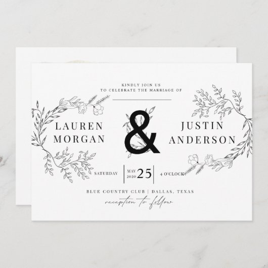 ボタニックスエレガ魅力的ントウェディング招待状 招待状 (正面/裏面)