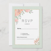 ボタニックピンクコーラルミント春フローラRSVP 招待状 (正面)
