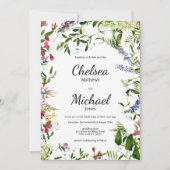 ボタニックピンク薄紫ブルーミントフローラ結婚ズ 招待状 (正面)