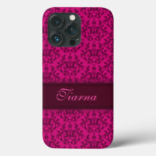 ボタニックフローラカンガルーのポーズパターンダークピンク iPhone 13 PROケース