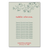 ボタニックフローラグリーンレッドボホゲスト名席席 テーブルナンバー (裏面)