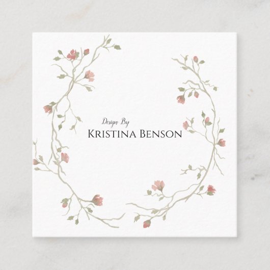 ボタニックボホフェザービジネスカード白黒 スクエア名刺 (正面)