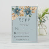 ボタニックマイヴブルーブラウンシルバーフローラRSVP 招待状 (スタンド正面)