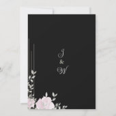 ボタニックミントピンクブラックロマンチックフローラ結婚ズ 招待状 (裏面)