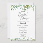 ボタニックミント濃い緑の葉ブライダルシャワー 招待状 (正面)