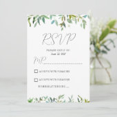 ボタニックミント濃緑色の葉の緑RSVP 招待状 (スタンド正面)
