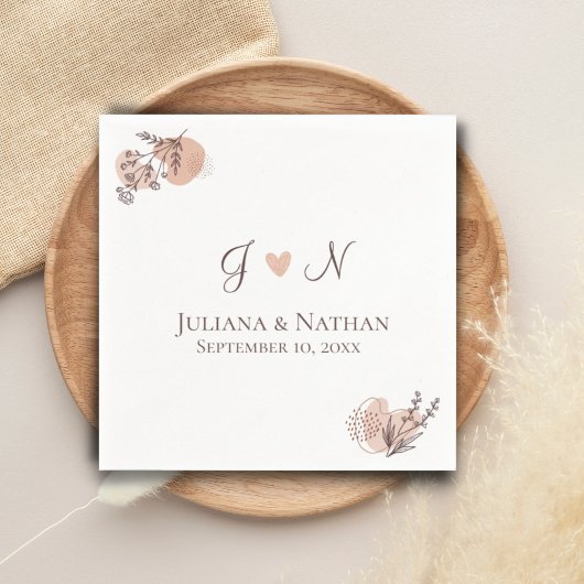 ボタニックラシッククシンプルイニシャルモダンモノグラム スタンダードカクテルナプキン