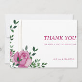 ボタニック薄紫グリーン金ゴールドバラフローラありがとう 招待状 (正面)