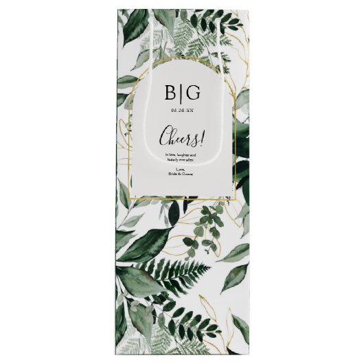 ボタニック・エレガントグリ結婚ーンズ・ワインボトル ワインギフトバッグ (正面)