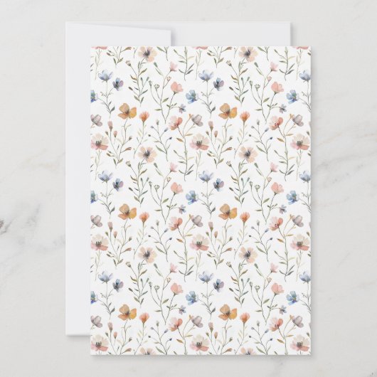 ボタニッシンプルクエレガントワイルドフラワーボホ結婚ズ 招待状 (裏面)