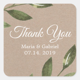ボタニッシンプルク・グリーン・クラフト結婚ズ・サンキュー スクエアシール