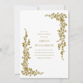 ボタニッスタイリッシュク縁どオクル金ゴールドブライダルシャワー 招待状 (正面)