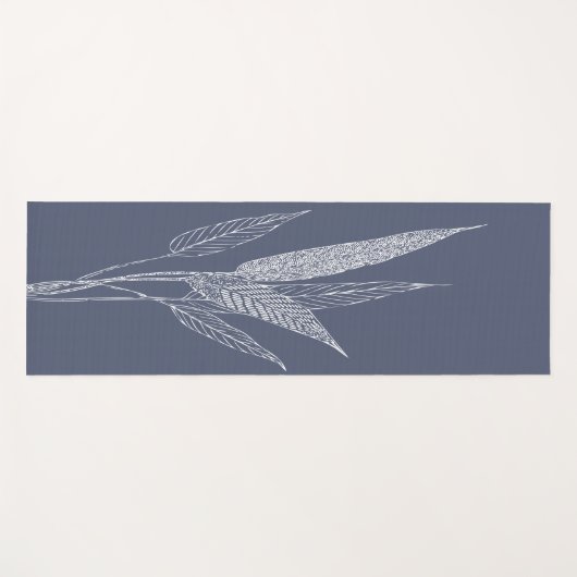 ボタニッスタイリッシュク葉ミニマル主義ネイビーブルー ヨガマット (正面(横))