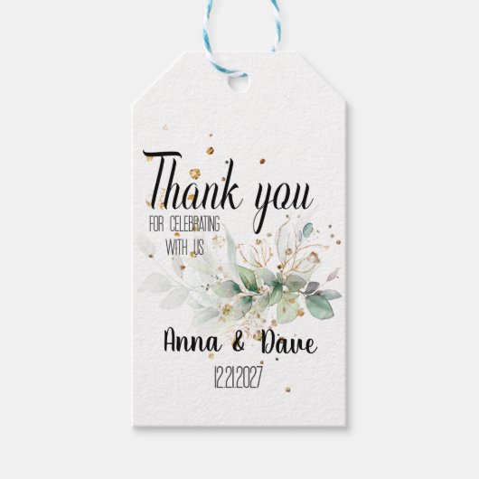 ボタニッパーソナライズされたク結婚の感謝のお願い ギフトタグ (正面)