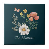 ボタニッパーソナライズされたク野草花房宝 タイル (正面)