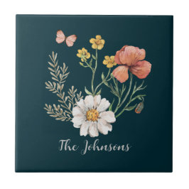 ボタニッパーソナライズされたク野草花房宝 タイル