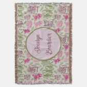 ボタニッパーソナライズされたセージ牡丹ユーカリ スローブランケット (正面縦)