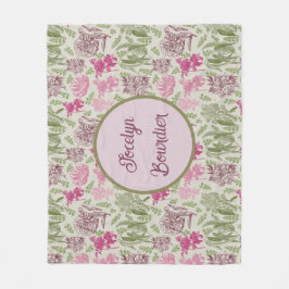 ボタニッパーソナライズされたセージ牡丹ユーカリ フリースブランケット