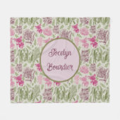 ボタニッパーソナライズされたセージ牡丹ユーカリ フリースブランケット (正面(横))