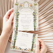 ボタニッビクトリアンクの結婚穴あきRSVP オールインワン招待状